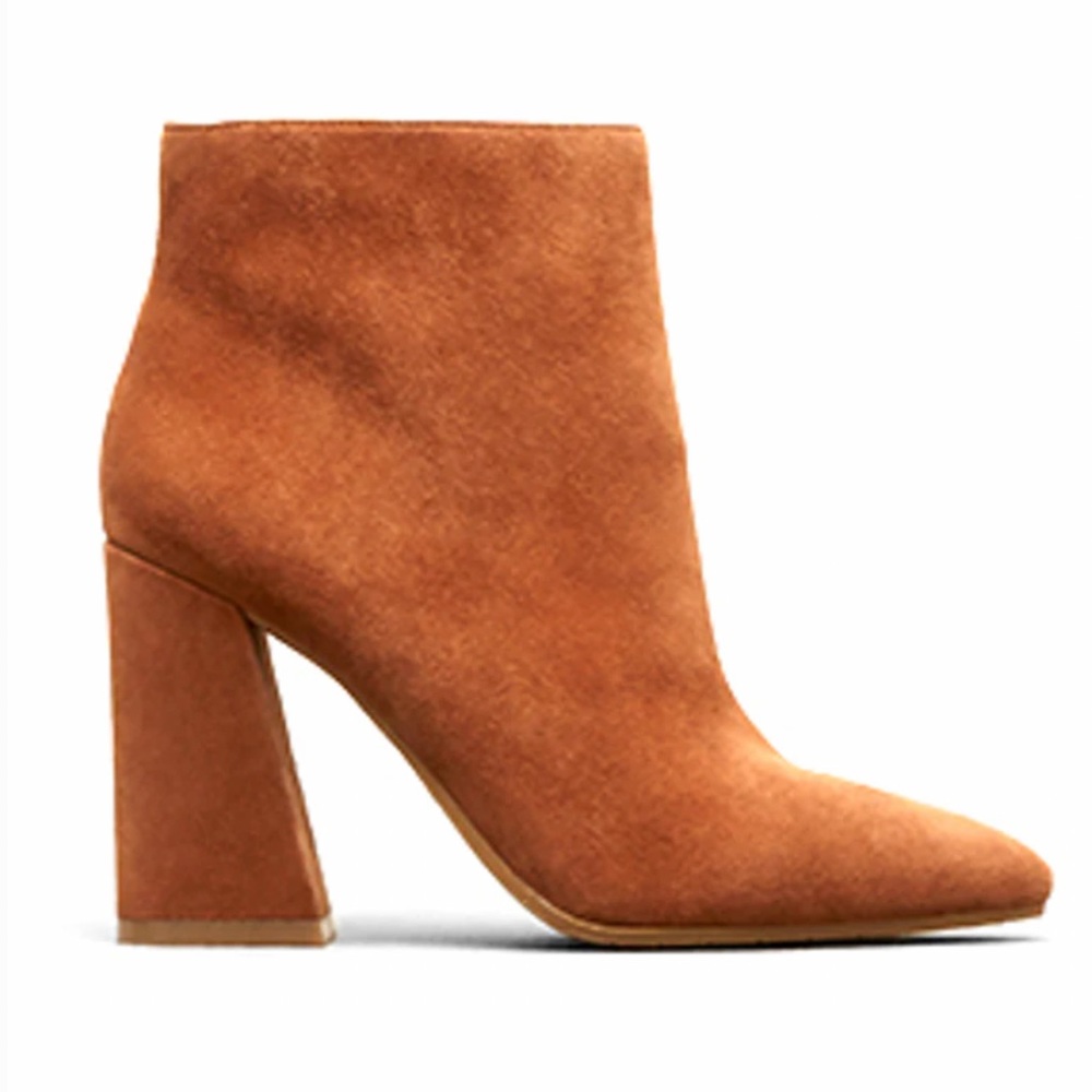 Cognac Brown Real Suede Ankle Boot / Booties